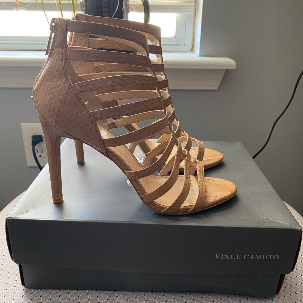 Vince Camuto Tan Strappy Heels